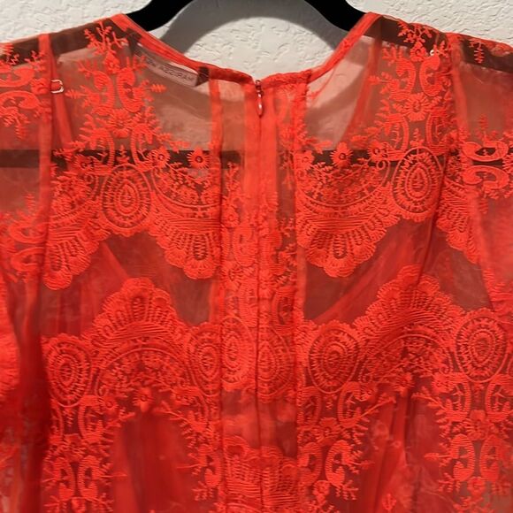 MARISSA WEBB Kallisti Lace Dress in Coral Flame, Size M - Picture 8 of 10